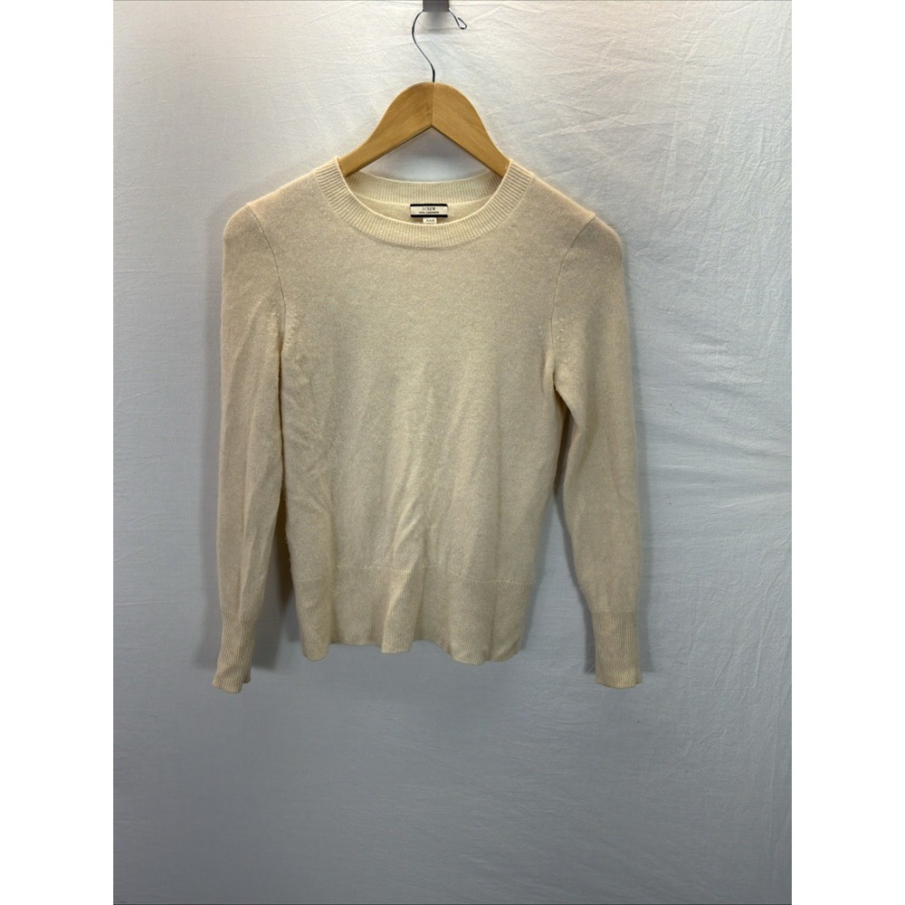 J.Crew Womens XXS 100% Cashmere crewneck pullover Ivory Luxury minimalist